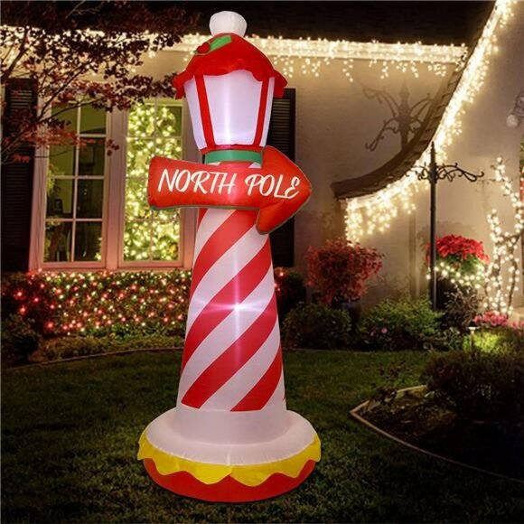 6 FT Inflatables Lighted Blow Up North Pole Sign with Built in LED Light - Picture 5 of 6